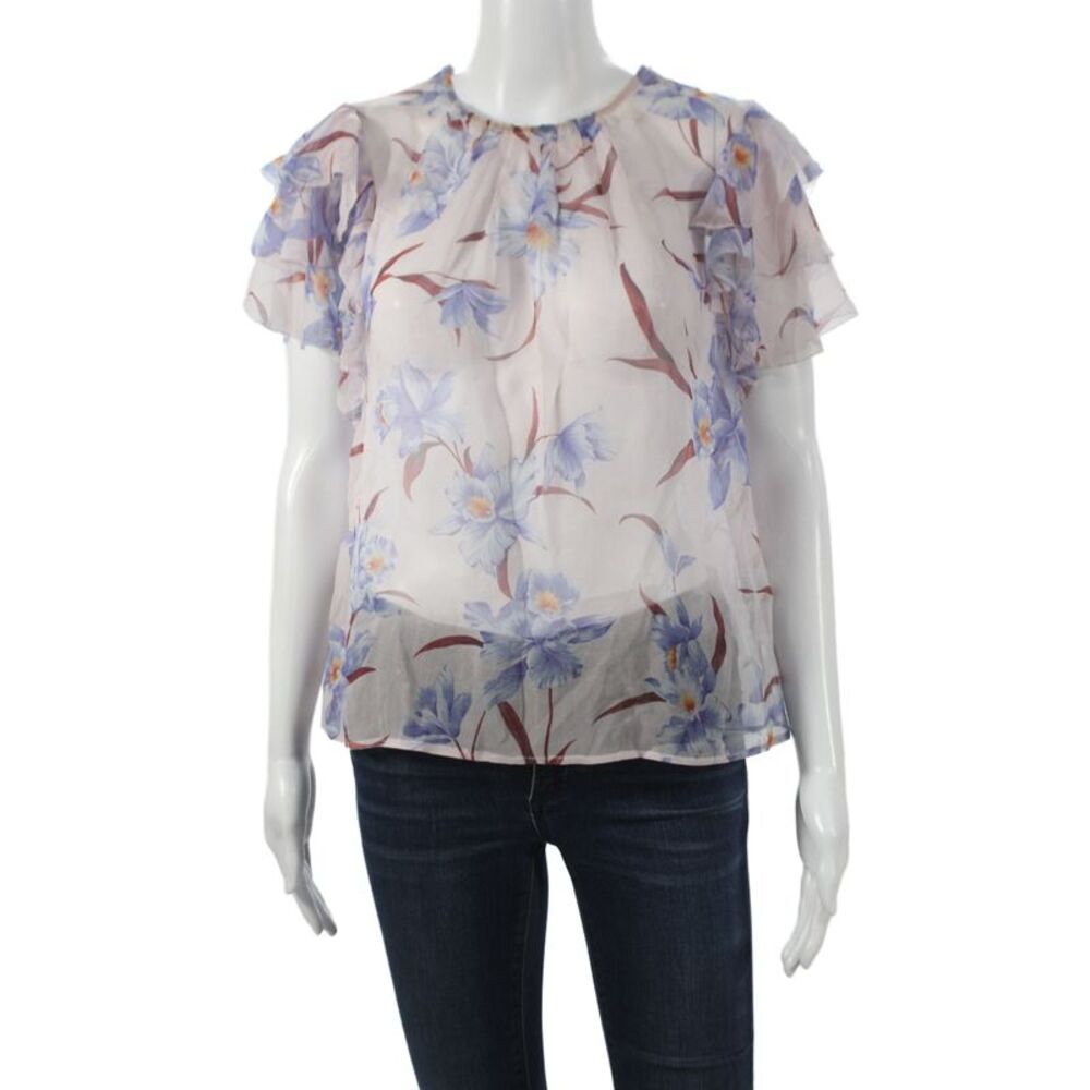 Zimmermann Womens Floral Silk Sleeveless Blouse Multicolor Round Neck Size 2